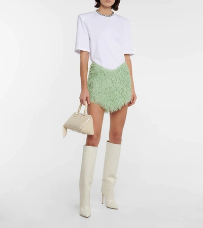 Paris Texas Croc-effect Leather Knee-high Boots In Bone China