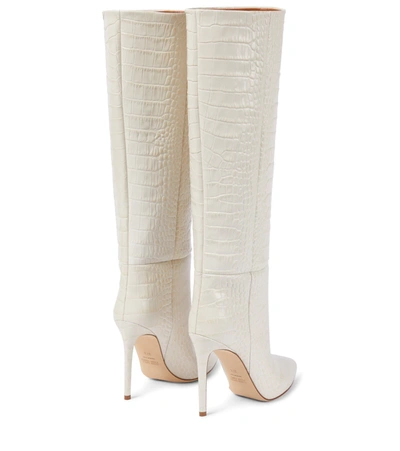 Paris Texas Croc-effect Leather Knee-high Boots In Bone China
