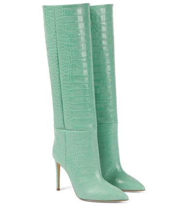 Shop Paris Texas Croc-effect Leather Knee-high Boots In Wasbai