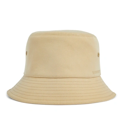 Shop Burberry Reversible Checked Cotton Bucket Hat In Honey
