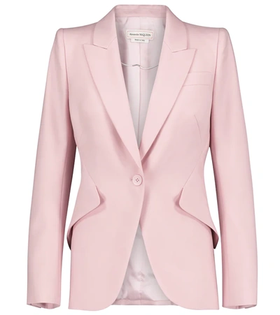 Shop Alexander Mcqueen Wool Blazer In Ice Pink