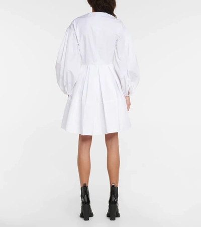 Shop Alexander Mcqueen Cotton Minidress In Opticalwhite