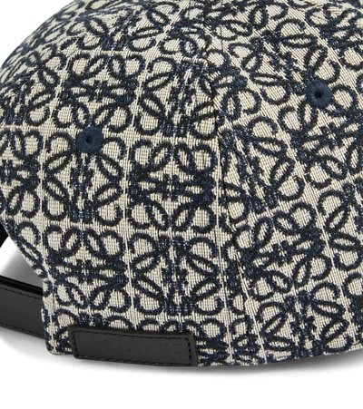 Shop Loewe Anagram Jacquard Cap In Navy/black