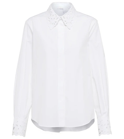 Shop Chloé Broderie Anglaise Cotton Shirt In White