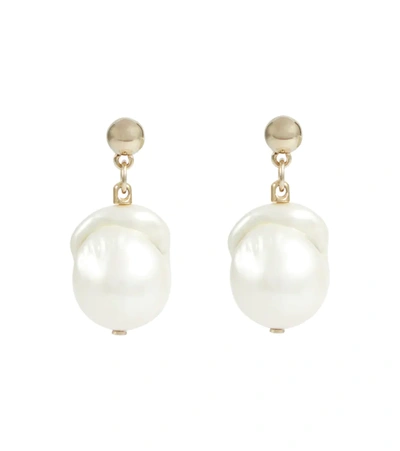 Shop Chloé Darcey Pearl Earrings In Gold Color