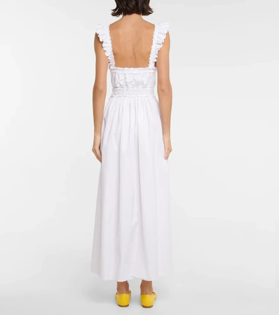 Shop Chloé Pleated Cotton Midi Dress In White