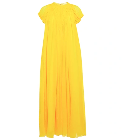 Shop Chloé Pleated Virgin Wool Midi Dress In Truly Yellow