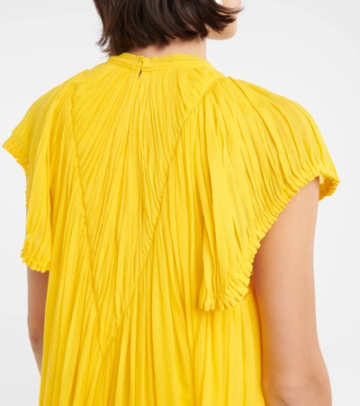 Shop Chloé Pleated Virgin Wool Midi Dress In Truly Yellow