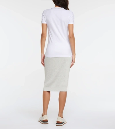 Brunello Cucinelli Balanced Silhouette Cotton T-shirt With Monochrome Pattern In White