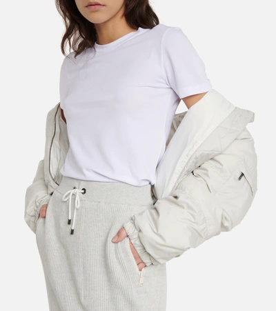 Brunello Cucinelli Balanced Silhouette Cotton T-shirt With Monochrome Pattern In White