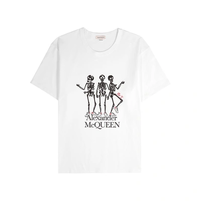 Shop Alexander Mcqueen White Printed Cotton T-shirt