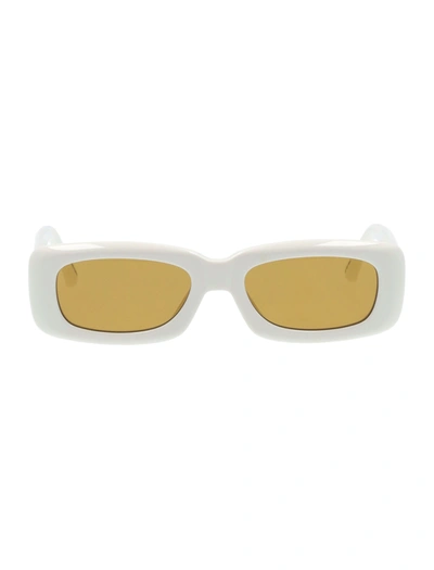 Shop Attico The  Mini Marfa Rectangle Frame Sunglasses In White