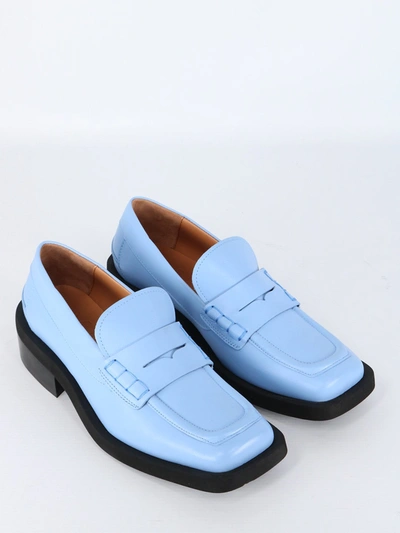 Shop Ganni Light-blue Loafers In Light Blue