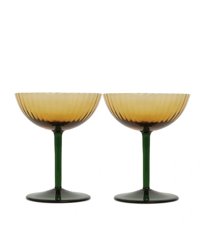 Shop La Doublej Set Of 2 Champagne Coupes (260ml) In Yellow