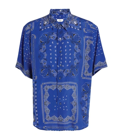 Shop Etro Silk Bandana Print Shirt In Blue