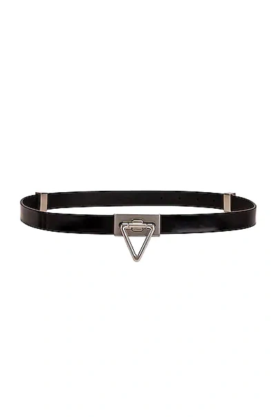 Shop Bottega Veneta Triangle Lock Belt In Black & Silver
