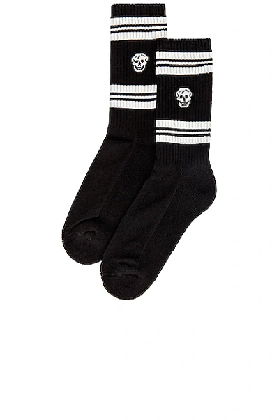Shop Alexander Mcqueen Skull Stripe Socks In Black & Ivory
