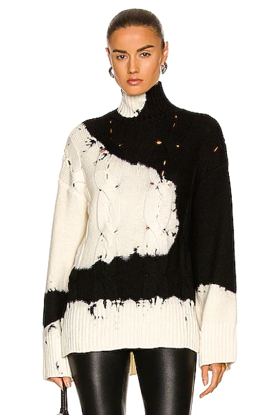 Shop Off-white Tie Dye Turtleneck Sweater In Black & White