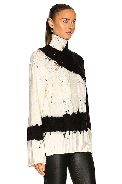 Shop Off-white Tie Dye Turtleneck Sweater In Black & White