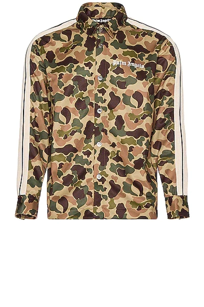 Shop Palm Angels Camo Track Shirt In Military