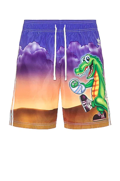 Shop Adidas X Kerwin Frost Shorts In Crocodile Print