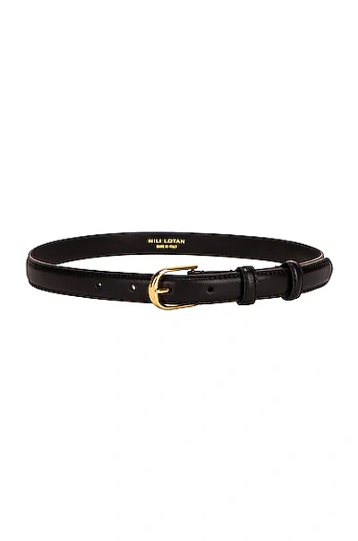 Shop Nili Lotan Jane Belt In Black & Shiny Brass