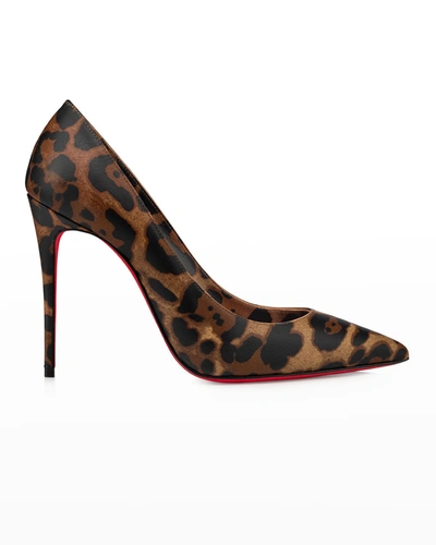 Shop Christian Louboutin Kate Leopard-print Red Sole Pumps In Brown
