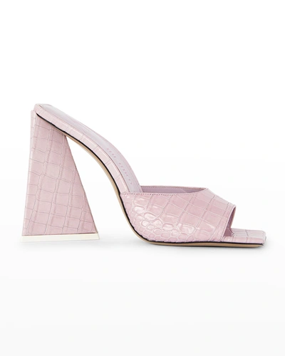 Shop Attico Devon Mock-croc Mule Sandals In 076 Pastel Pink