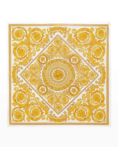 Shop Versace Barocco-print Cashmere-blend Scarf In 5p220 Candy Gold