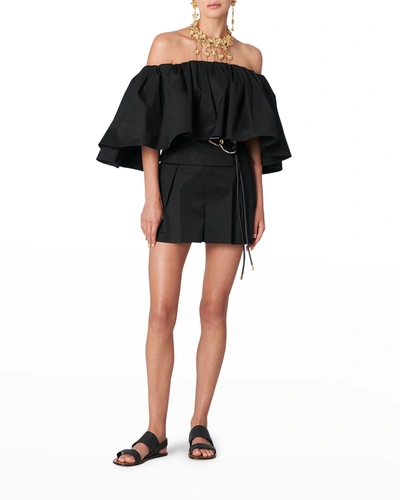Shop Carolina Herrera Off-the-shoulder Ruffle Blouse In Black