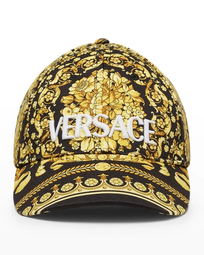 Shop Versace Logo Barocco Baseball Cap In 5p220 Candy Gold
