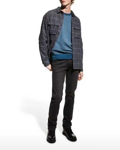 Shop Vince Men's Birdseye Wool-cashmere Sweater In H Greypearl
