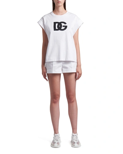 Shop Dolce & Gabbana Dg Logo Embroidered Jersey T-shirt In White