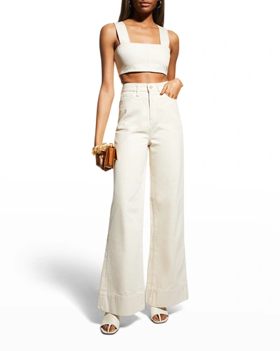Shop Triarchy High Rise Wide Leg Jeans In Off White