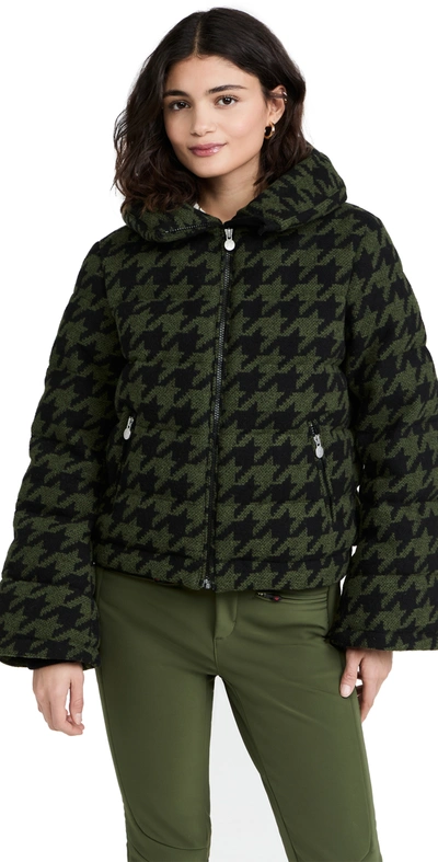 Shop Perfect Moment Flare Polywool Jacket Houndstooth/dark Green/black Xs