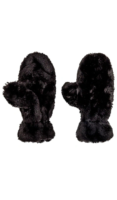 Apparis Coco Faux Fur Mittens In Black