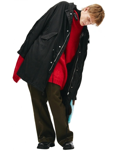 Shop Raf Simons Oversized Printed Parka In Black