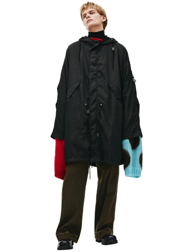 Raf Simons Oversized Printed Parka In Black In Black