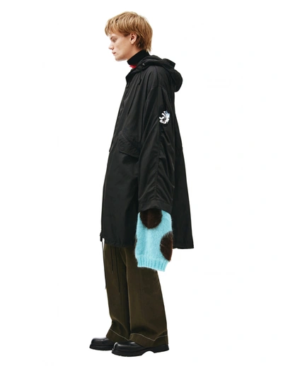 Shop Raf Simons Oversized Printed Parka In Black