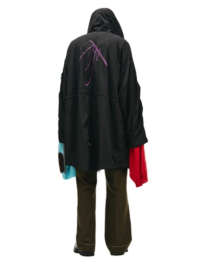 Raf Simons Oversized Printed Parka In Black In Black