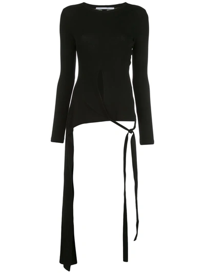 Shop Rosetta Getty Long Sleeve Split Apron T-shirt In Black