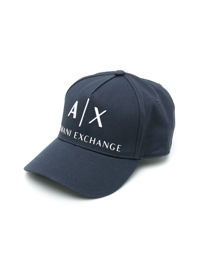 Shop Armani Exchange Embroidered-logo Baseball Cap In Blue