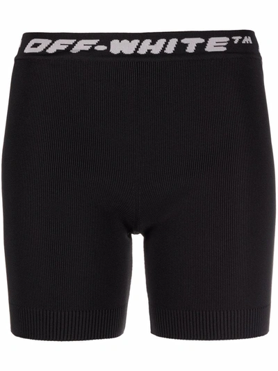 Shop Off-white Logo-waistband Sports Shorts In Black