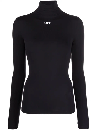 Shop Off-white Off-stamp Roll-neck Top In Black