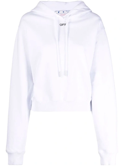 Shop Off-white Off-stamp Cropped Hoodie In White