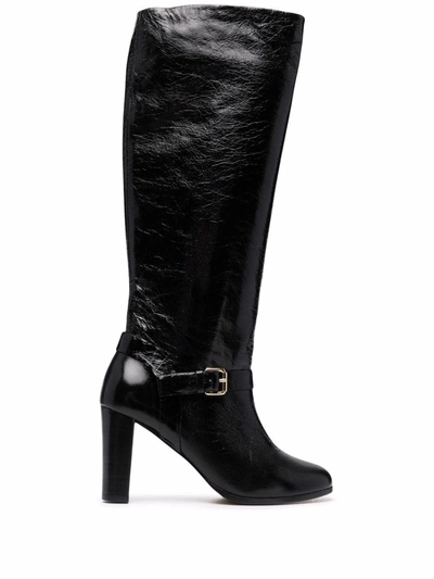 Shop Tila March Crinkle-effect Leather Boots In Black