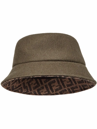 Shop Fendi Felted Wool Bucket Hat In Brown