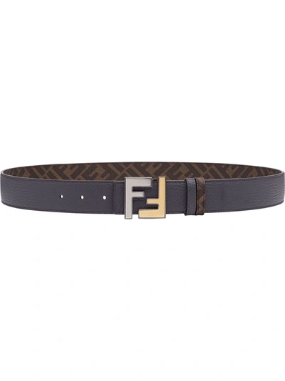 Shop Fendi Ff-logo Plaque Belt In Brown