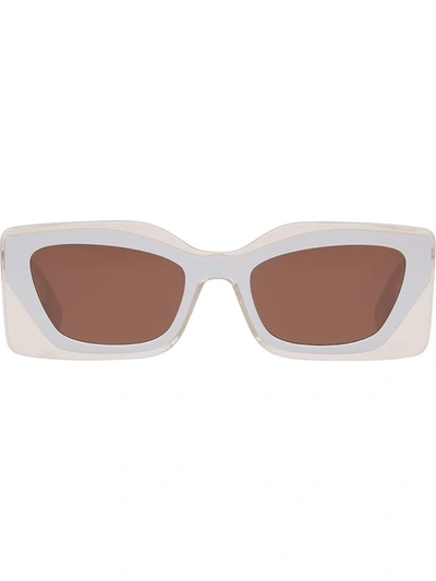 Shop Fendi Clear-panel Detail Sunglasses In Brown
