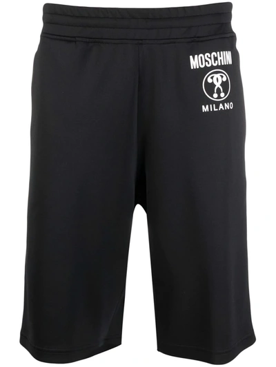 Shop Moschino Logo-tape Track Shorts In Black